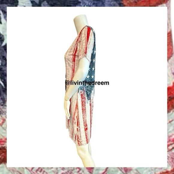 NWT David Cline V-Neck Short Sleeve T-Shirt Dress SZ Small Patriotic $119 - Picture 4 of 16